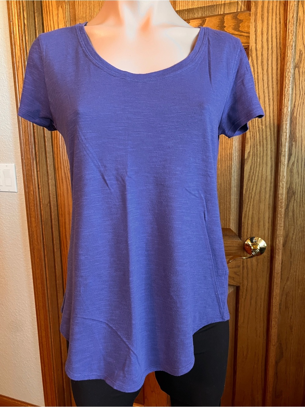 Curfew Scoop Neck Short Sleeve Top in Purple